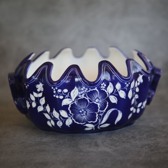 ESTE Italy Tureen Oyster Scalloped Design Blue and White Floral Dish - Picture 3 of 7